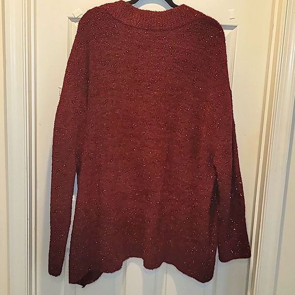 Plus Size Burgundy V-Neck Sweater Office Wear Business Casual Meeting - Picture 6 of 10